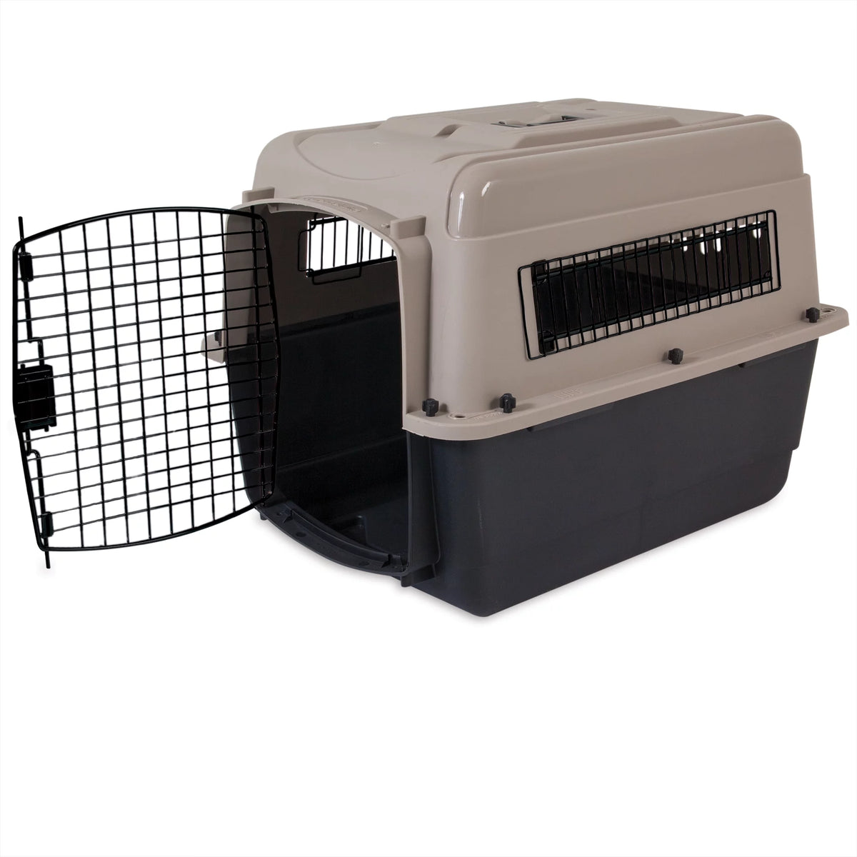 Plastic Travel Dog Kennel 28" Taupe/Black T2317