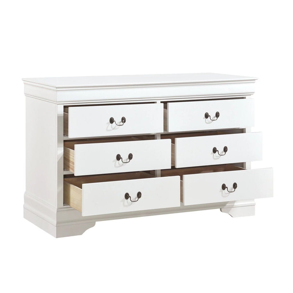 White 4pc Bedroom Set with Bed Nightstand Dresser Mirror X33672