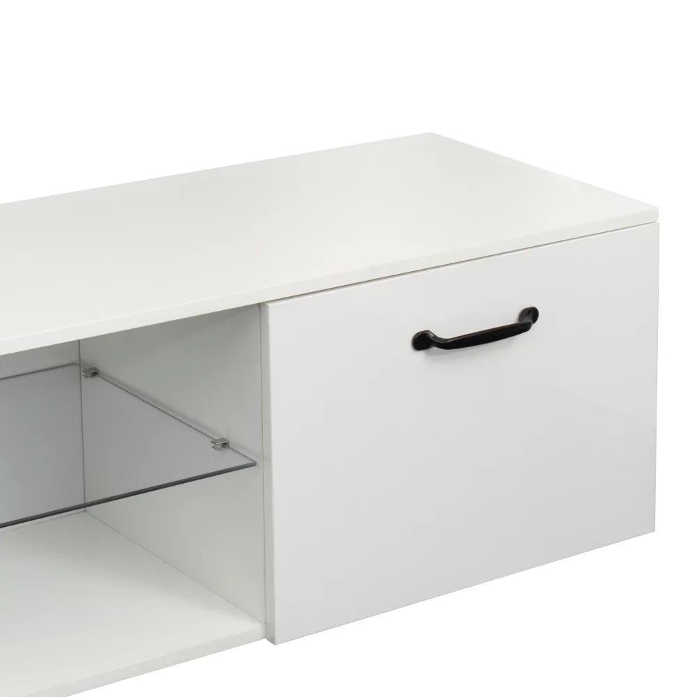 White TV Stand with Double Aluminum Lamp G89147