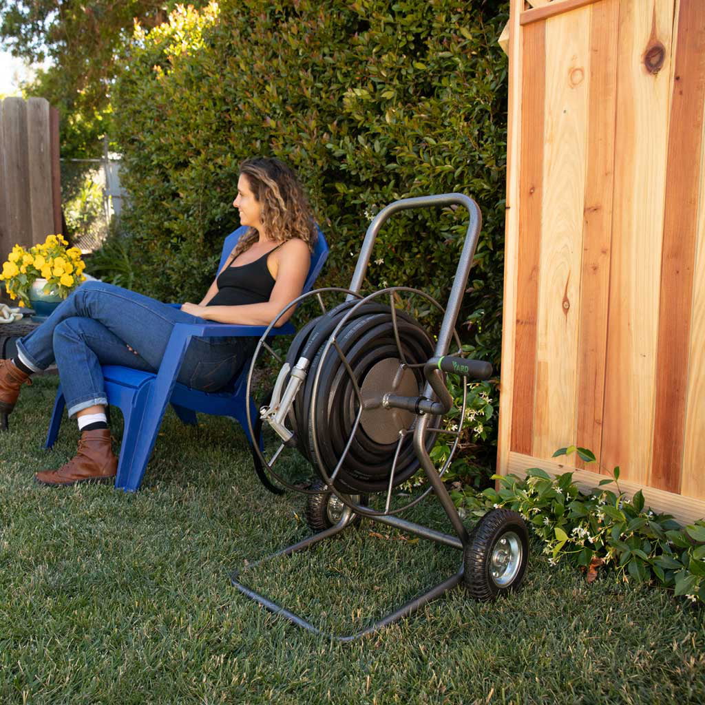 Heavy Duty 2-Wheeled Hose Cart with Hose Guides and Garden Hose Holder O31197