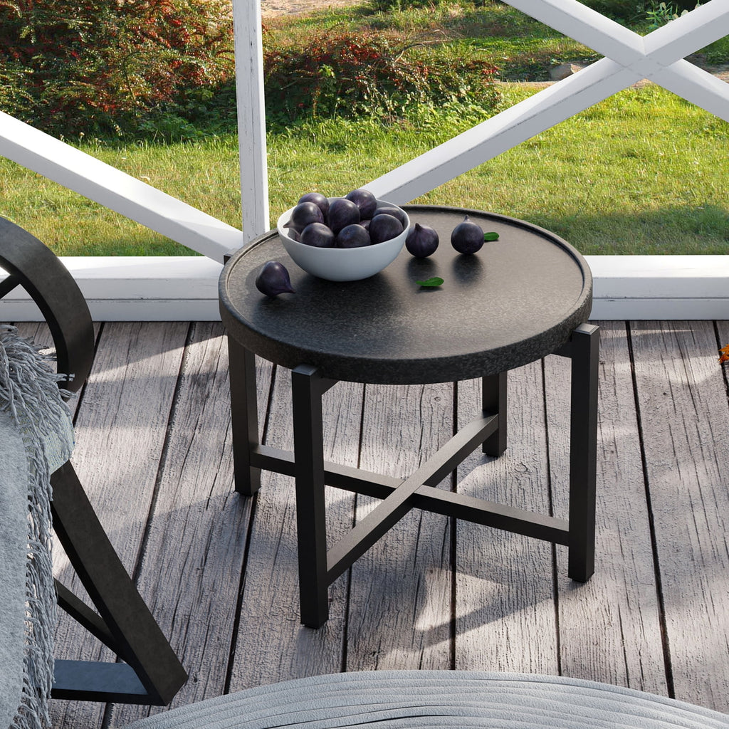 Dark Grey Concrete Round Coffee Table J51696