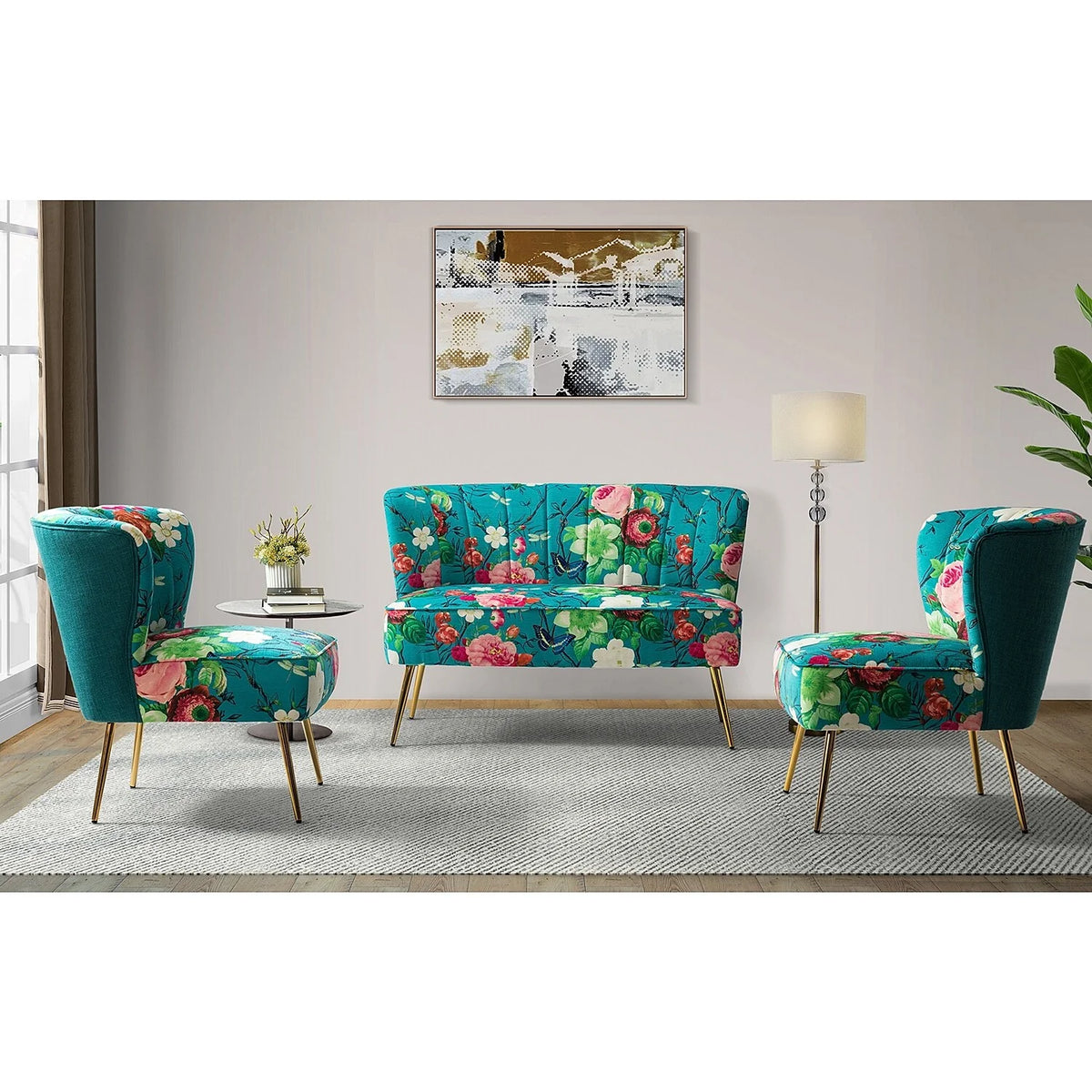 47" Polyester Loveseat with Metal Legs B77480