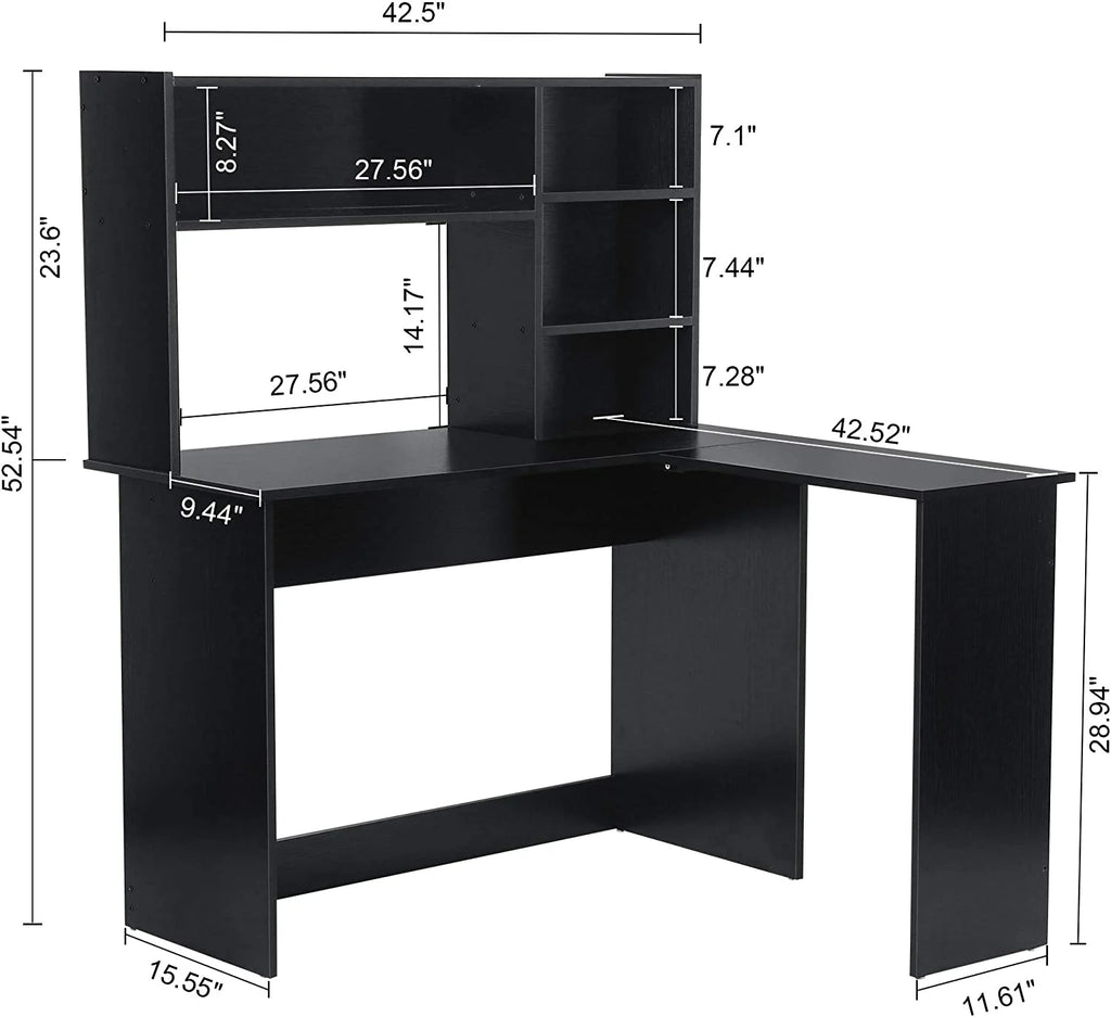 L Shaped Computer Desk with Hutch K960
