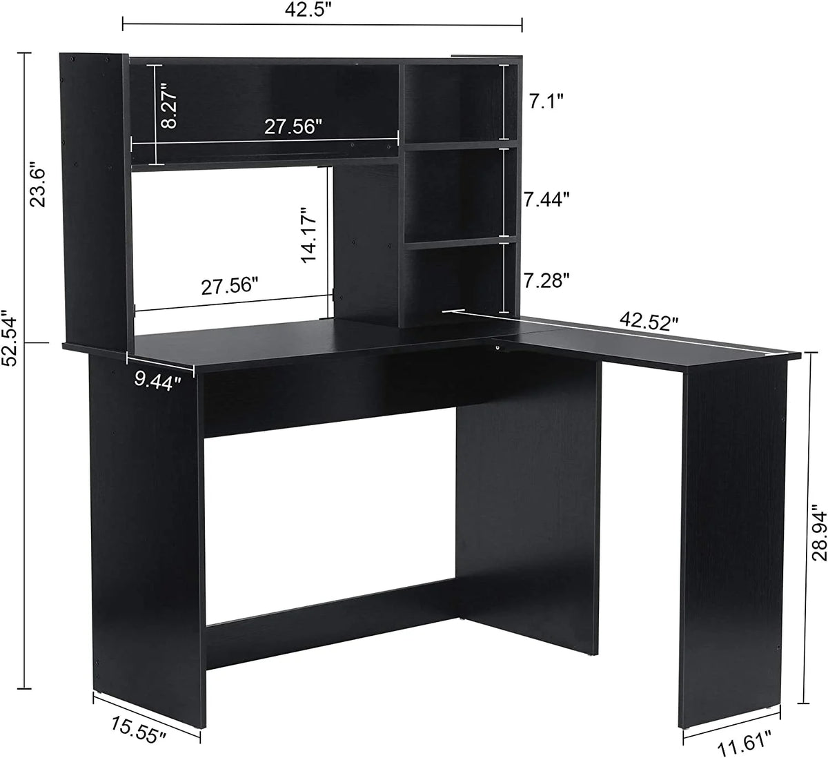 L Shaped Computer Desk with Hutch K960