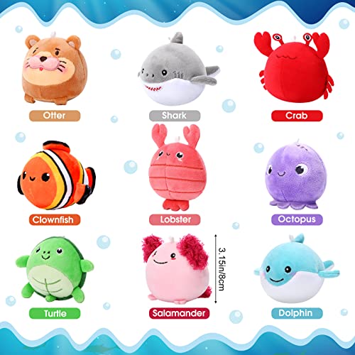 9 Pcs Mini Sealife Stuffed Animals 3.15 Inch Soft Plushies V31315
