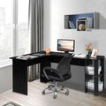 L Shaped Wood Corner Desk with Bookshelves B770732