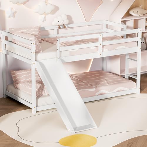 Twin Wood Bunk Bed with Slide and Ladder M85406