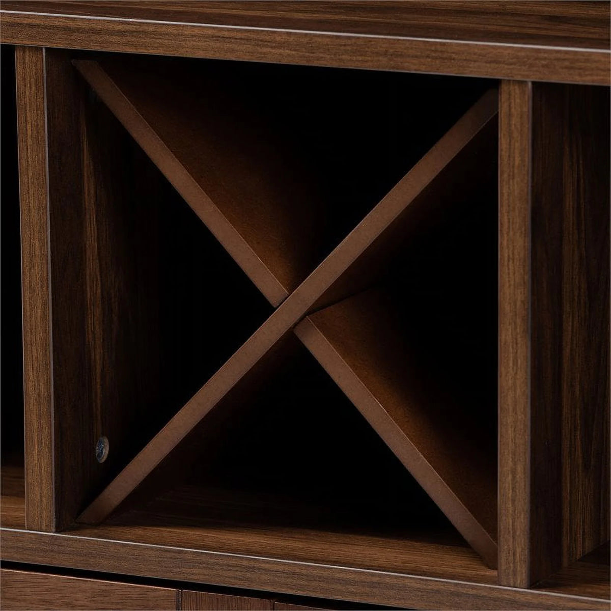 Walnut Brown Finished Wood Wine Storage Cabinet P361979