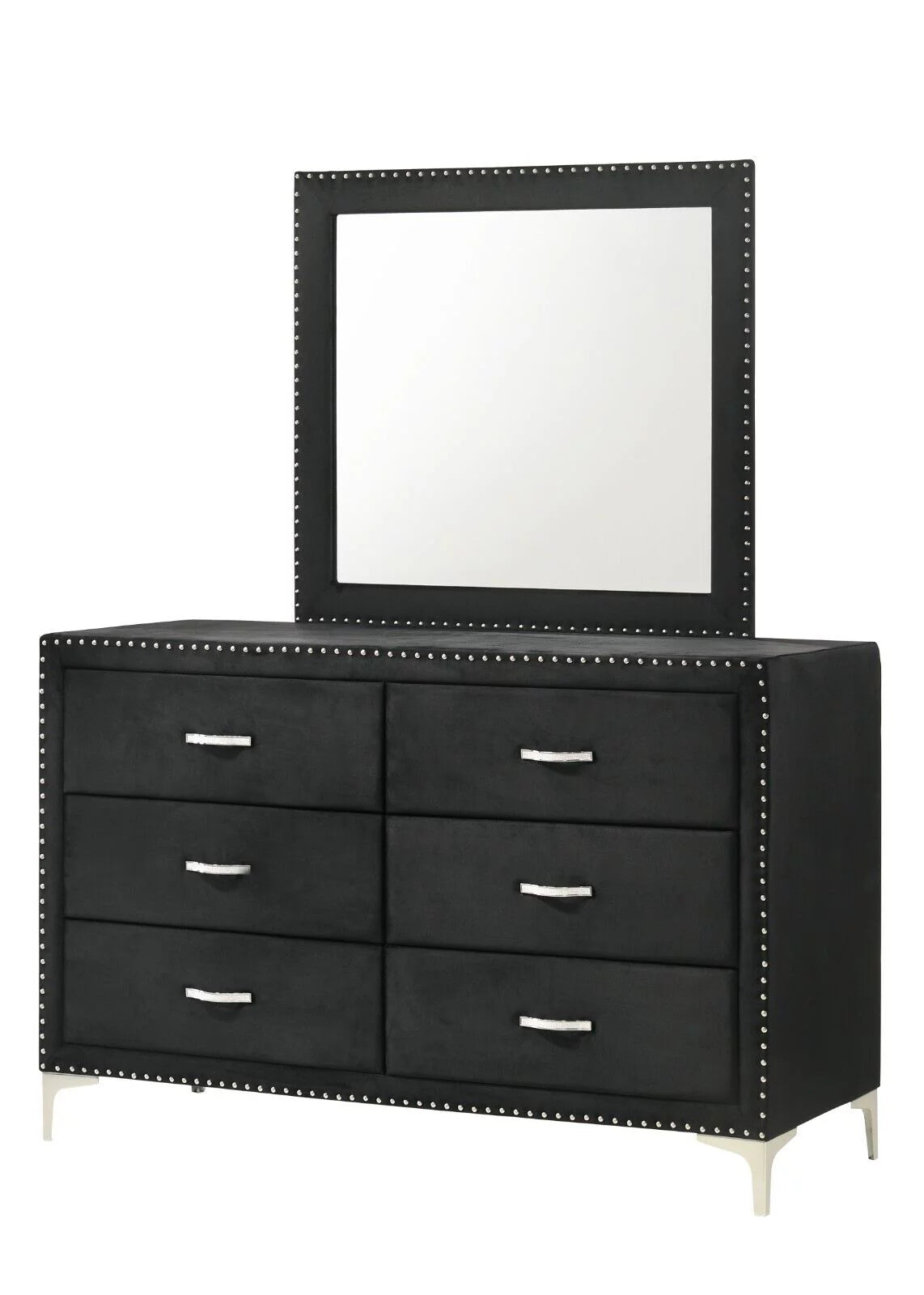Black Velvet 6pc King Size Bedroom Set F986243