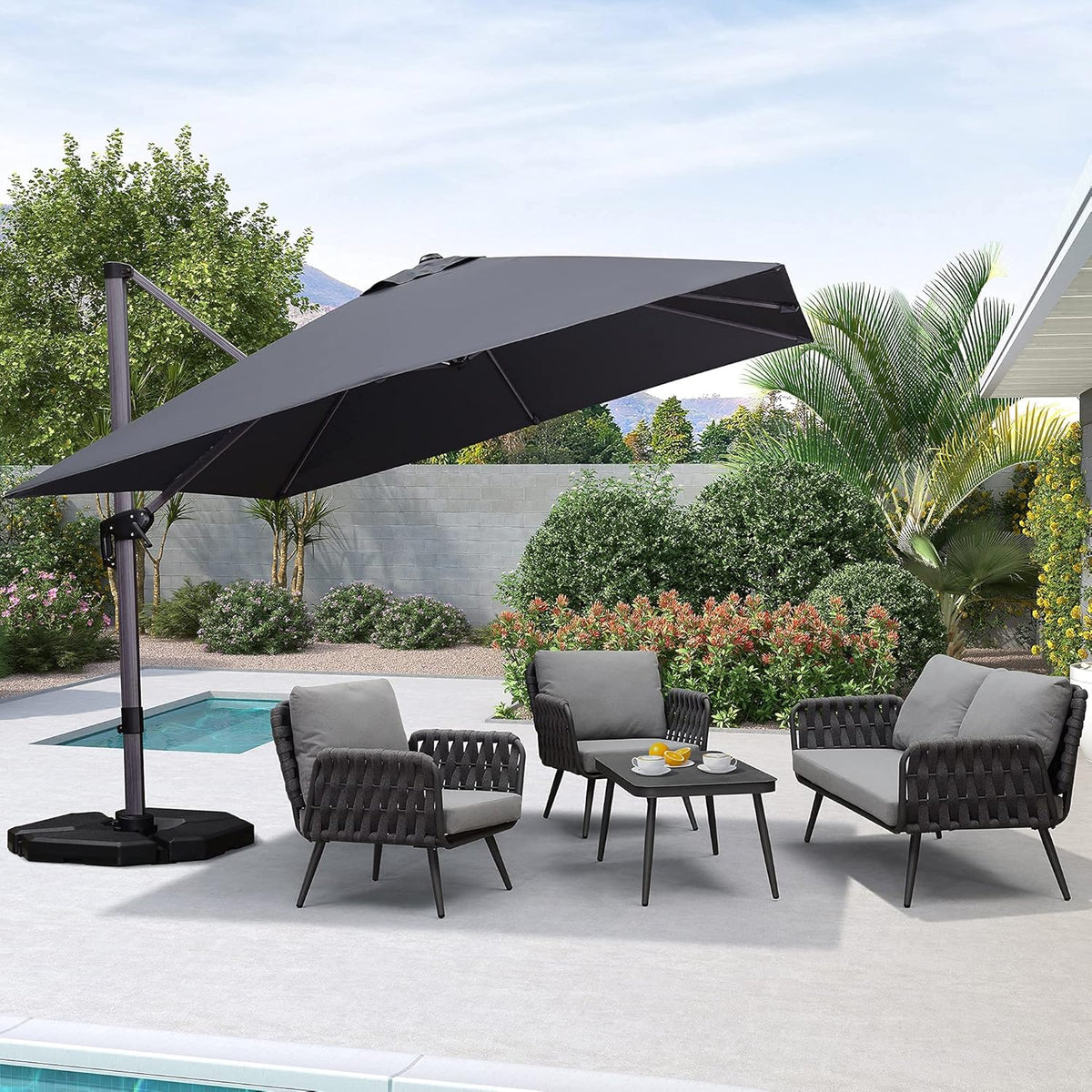 10 FT Square Wind Resistant Cantilever Patio Umbrella N29825