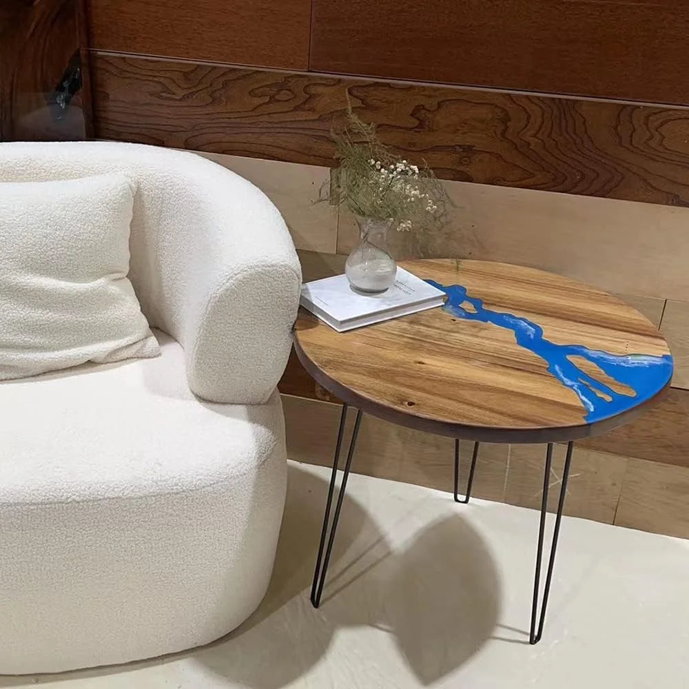 Round Teak Wood Resin Coffee Table G755