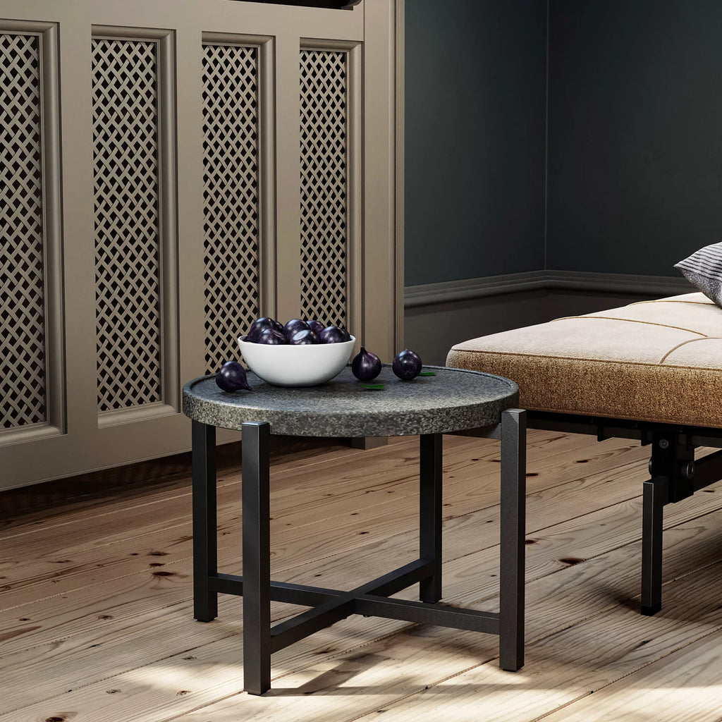 Dark Grey Concrete Round Coffee Table J51696
