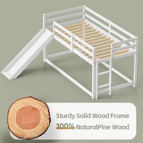 Twin Wood Bunk Bed with Slide and Ladder M85406
