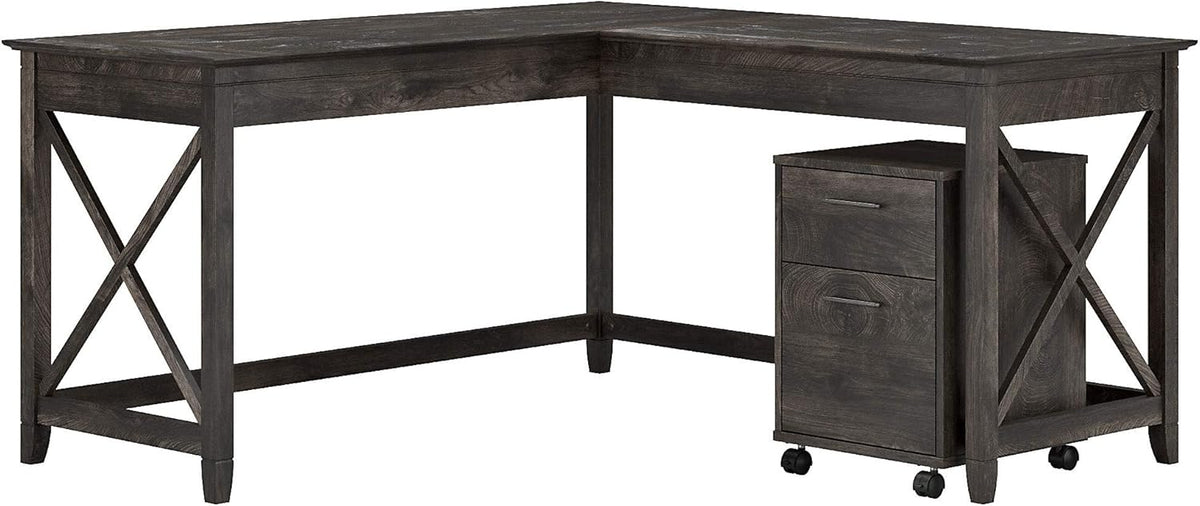 L Shaped Desk with 2 Drawer Mobile File Cabinet L214