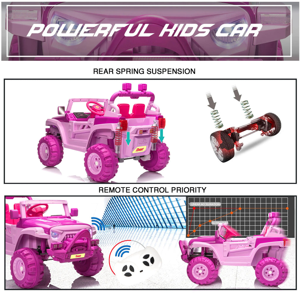12V Remote Control Electric Ride on Truck Car Pink E2865