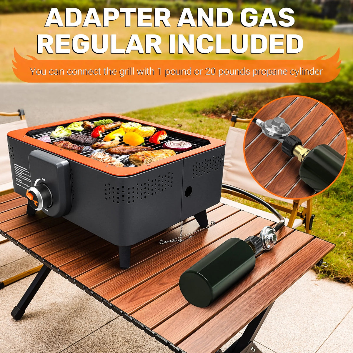Portable Propane Grill with Gas Regulator & Adaptor B506