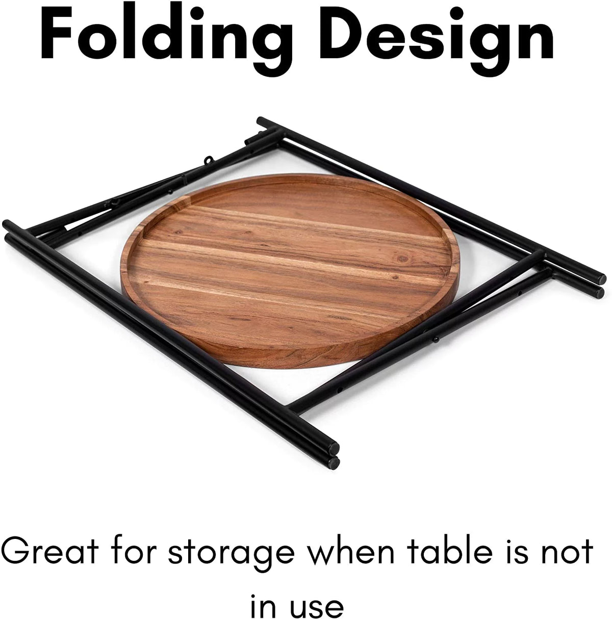 Folding Side Table with Removable Wood Tray D604128