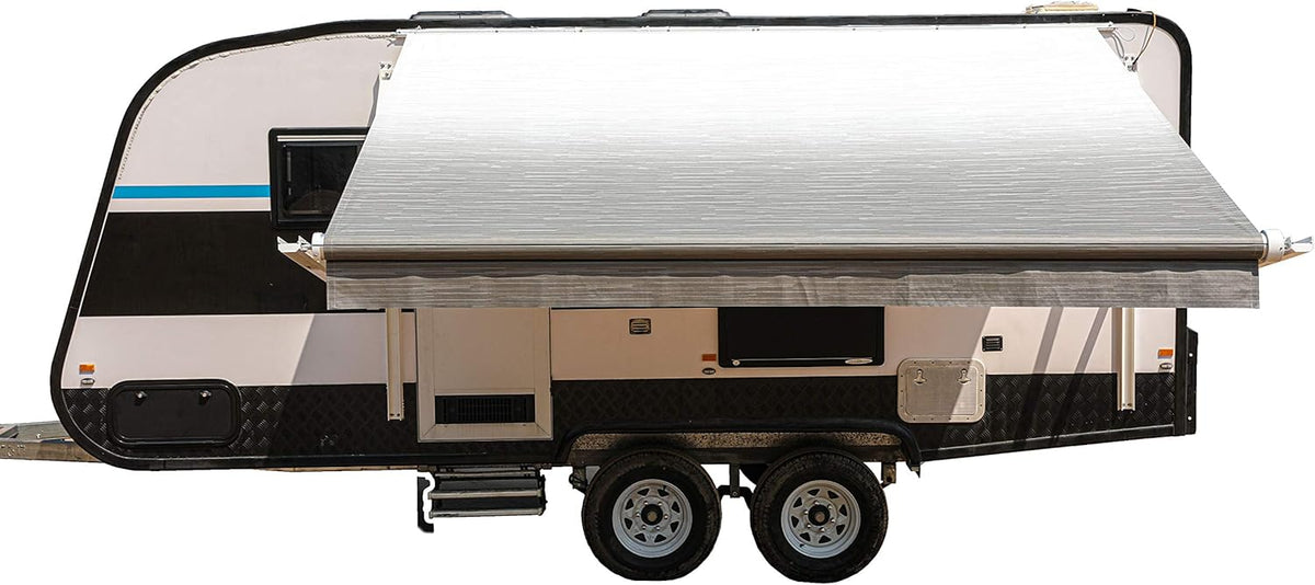 Motorized 21 x 8 Ft Gray Fade Retractable RV Awning I5984
