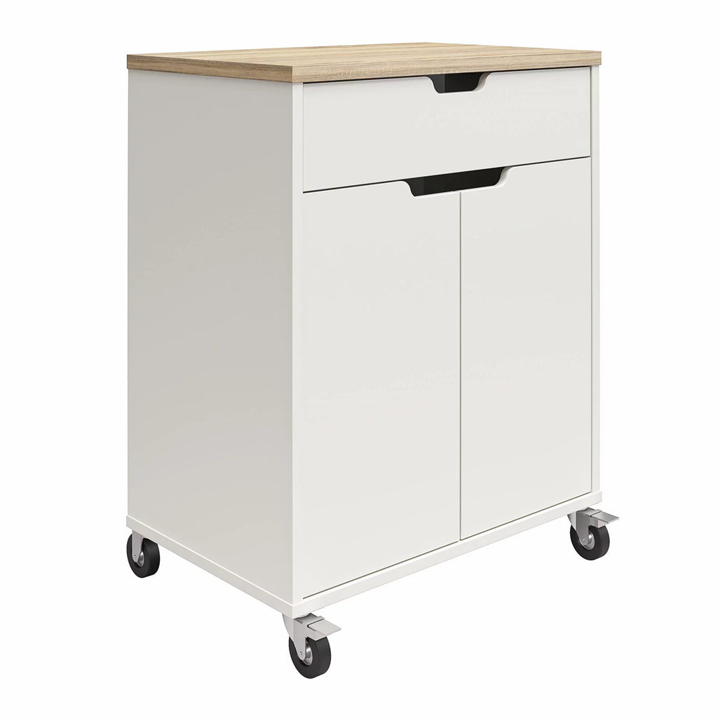 2 Door 1 Drawer Storage Cart with Locking Casters C983