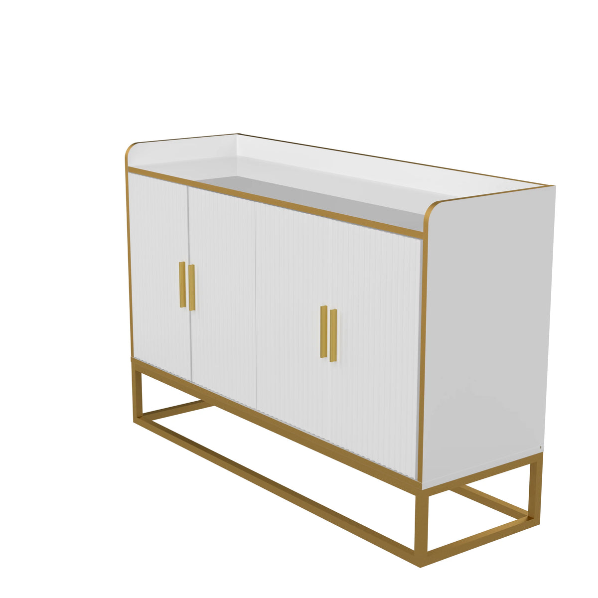 White Gloss Storage Cabinet with Metal Legs M3659
