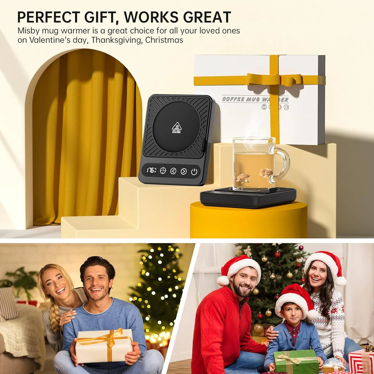 Coffee Mug Warmer with 6 Temp Settings, Black I62981