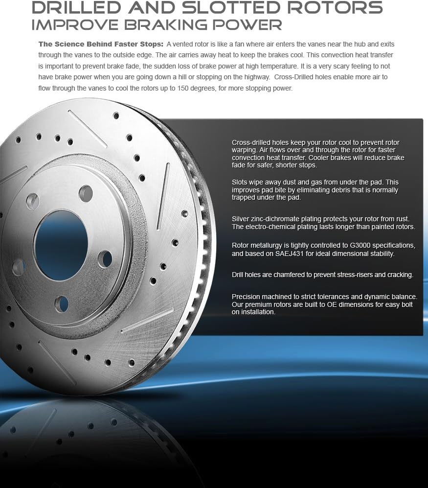 Front 329mm + Rear 342mm 6 Lug Rotors + Metallic Pads + Clips Q43516