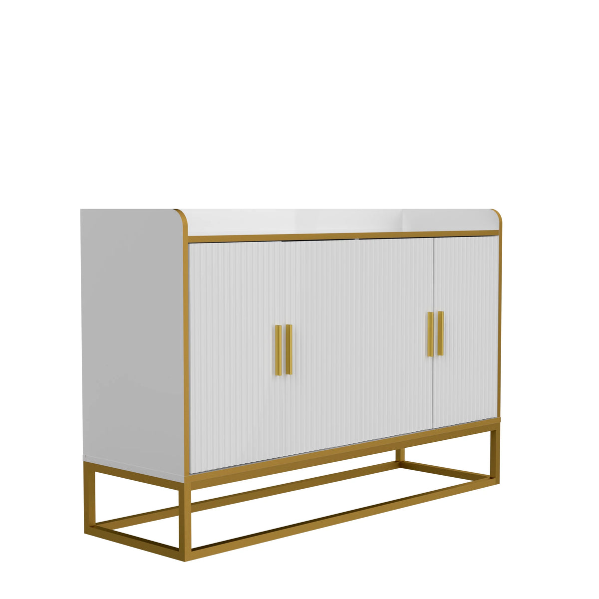 White Gloss Storage Cabinet with Metal Legs M3659