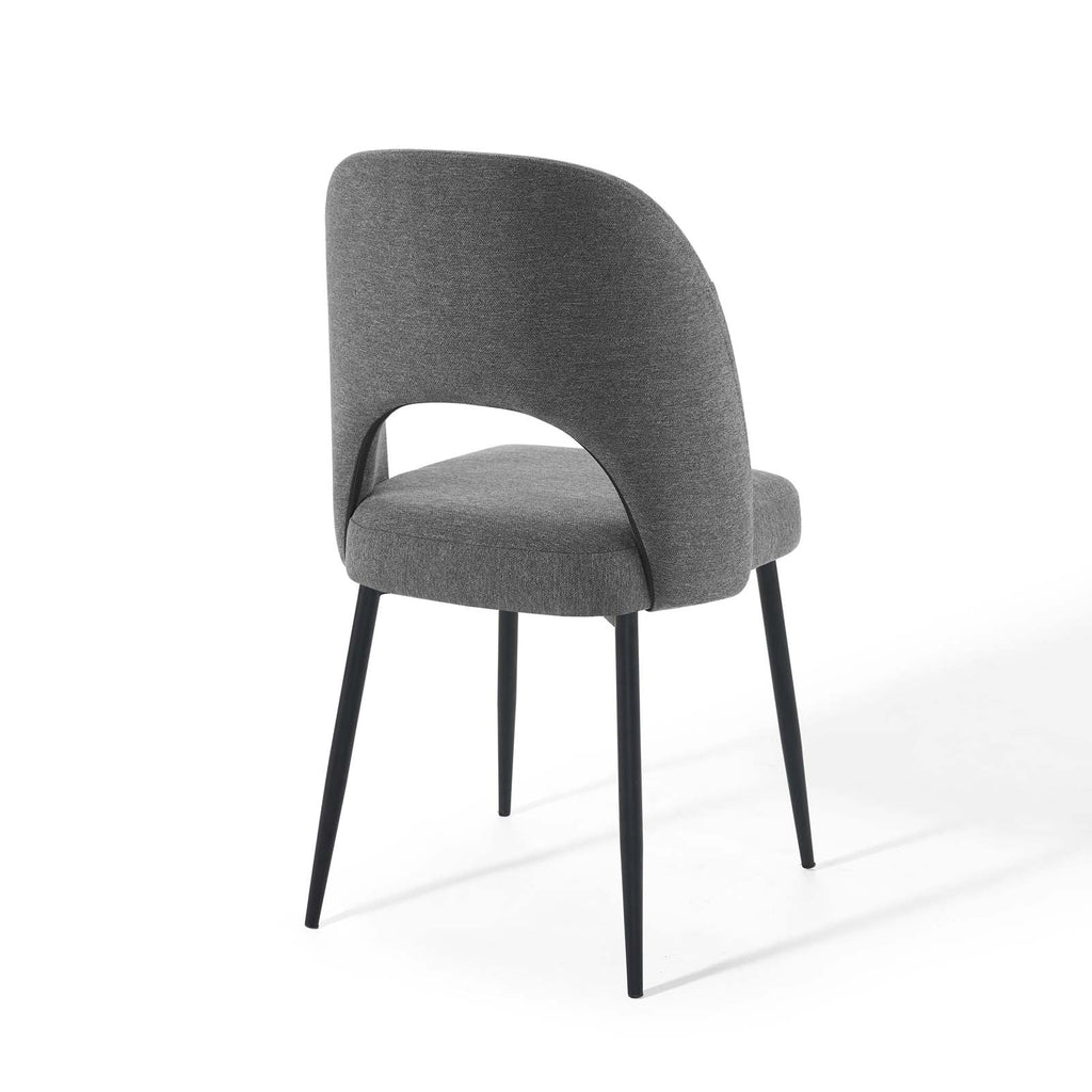 Black Charcoal Upholstered Fabric Dining Side Chair Set of 2 L89932
