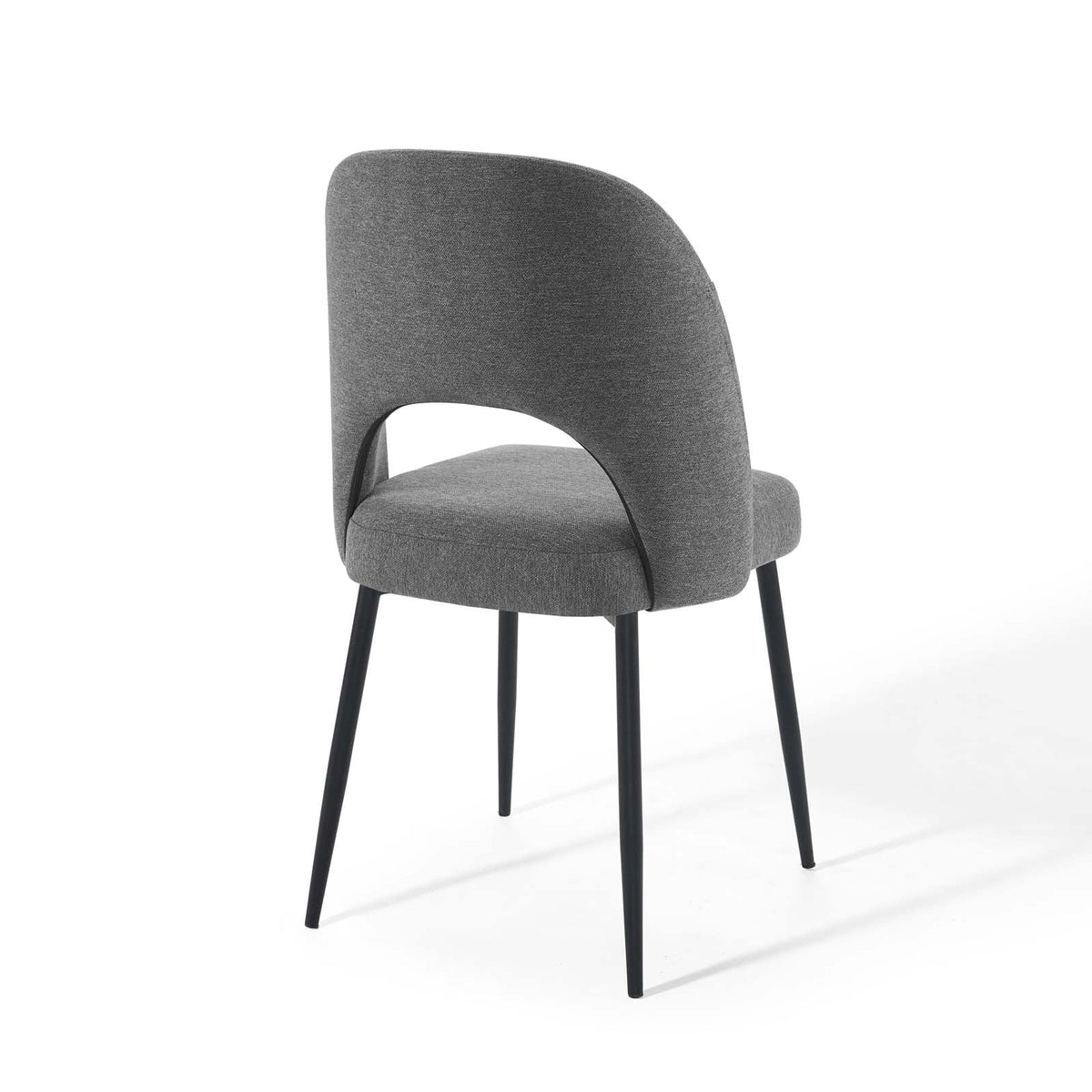 Black Charcoal Upholstered Fabric Dining Side Chair Set of 2 L89932