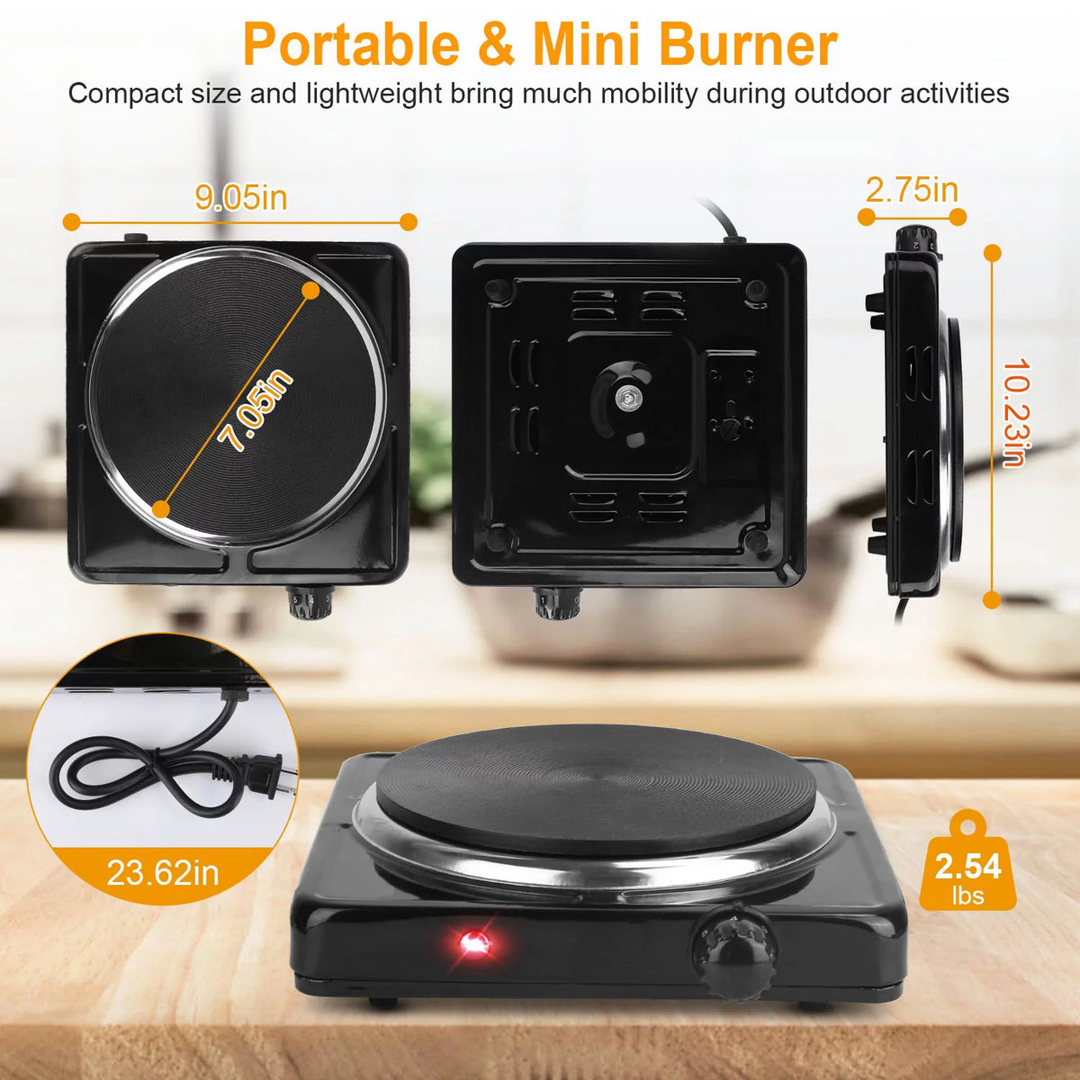 1500W Single Burner Electric Cooktop with Cast Iron Hot Plate H509858