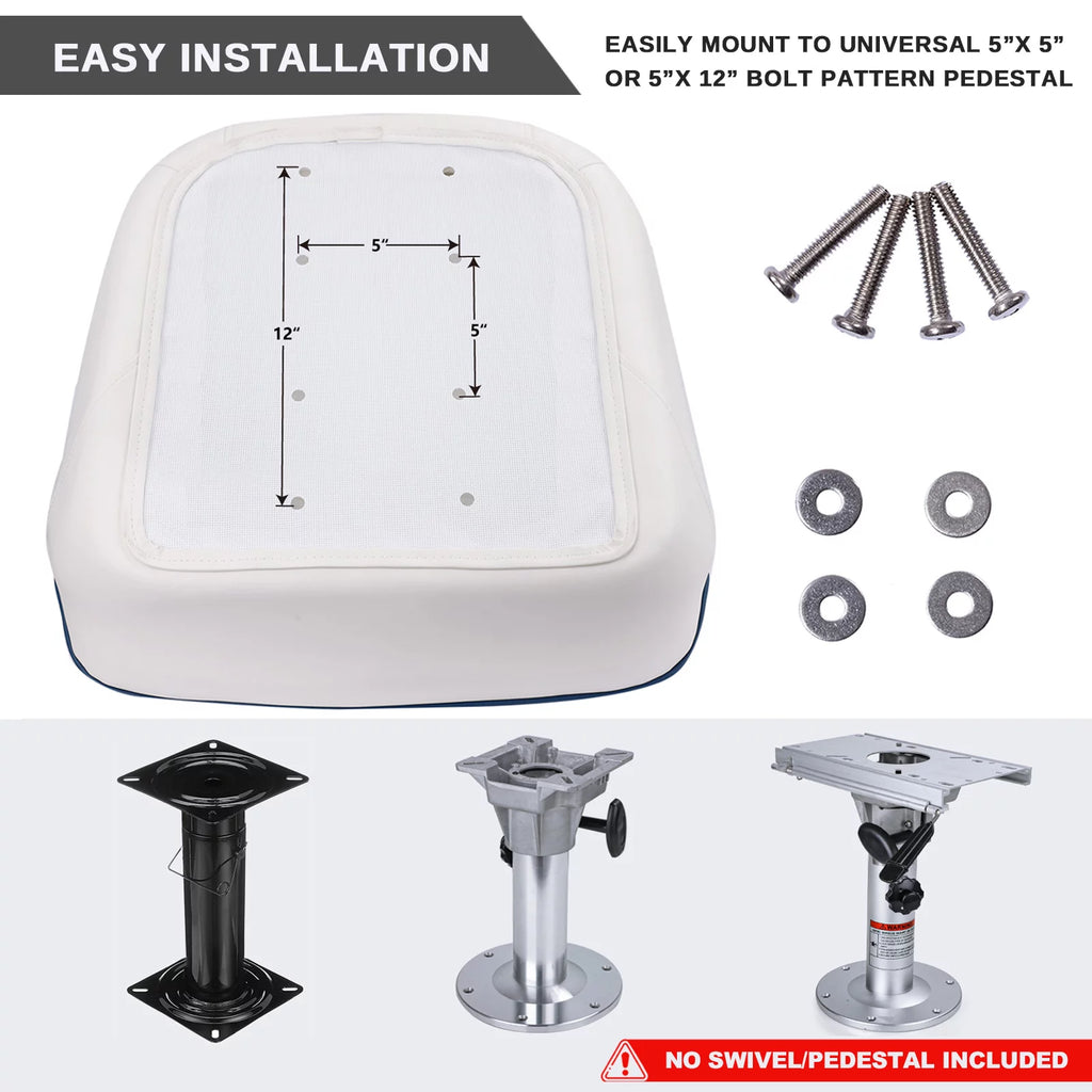 White Pontoon Boat Bucket Seat with Cover O7817