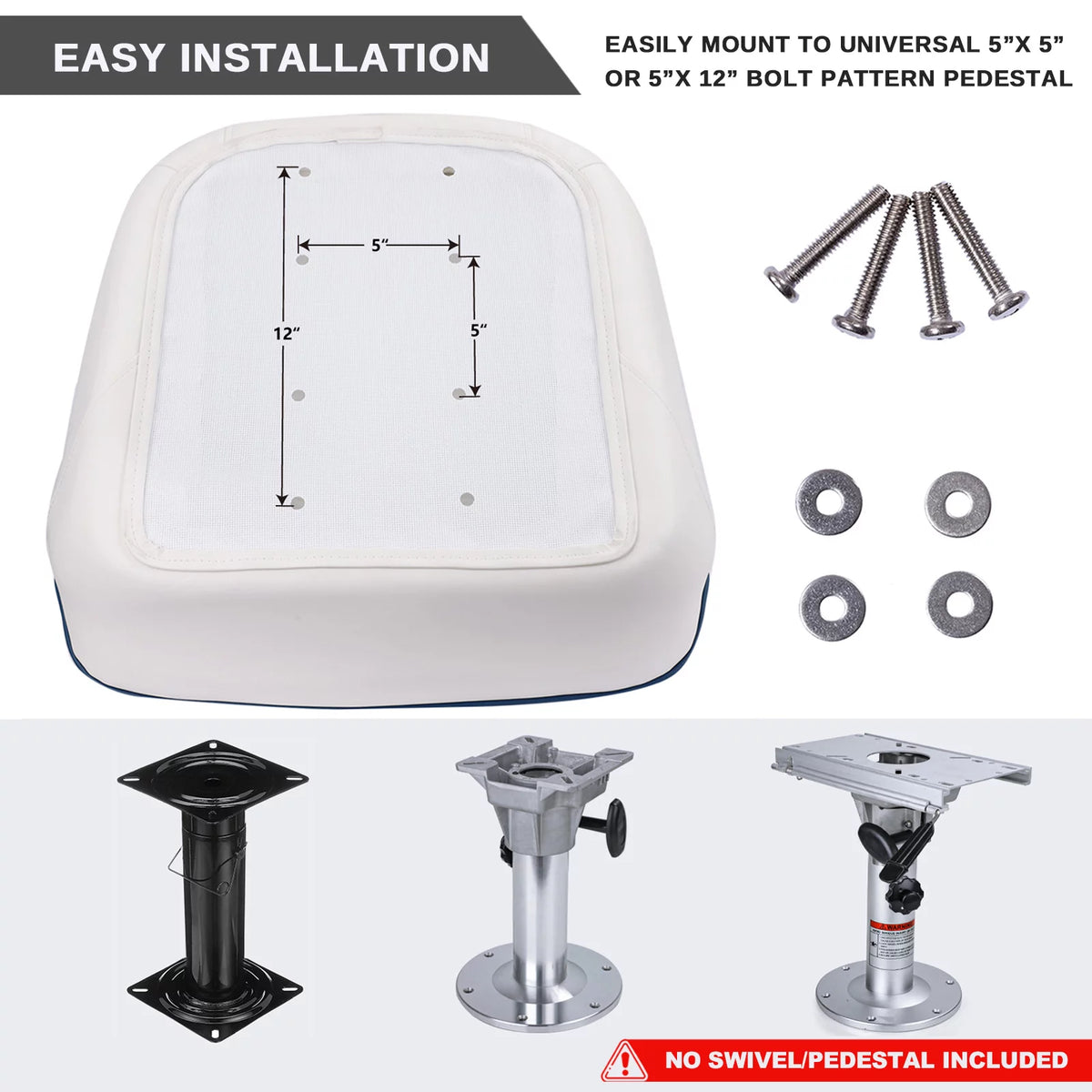 White Pontoon Boat Bucket Seat with Cover O7817