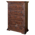 54 Inch Tall 5 Drawer Lacquered Pine Wood Dresser Chest X992720