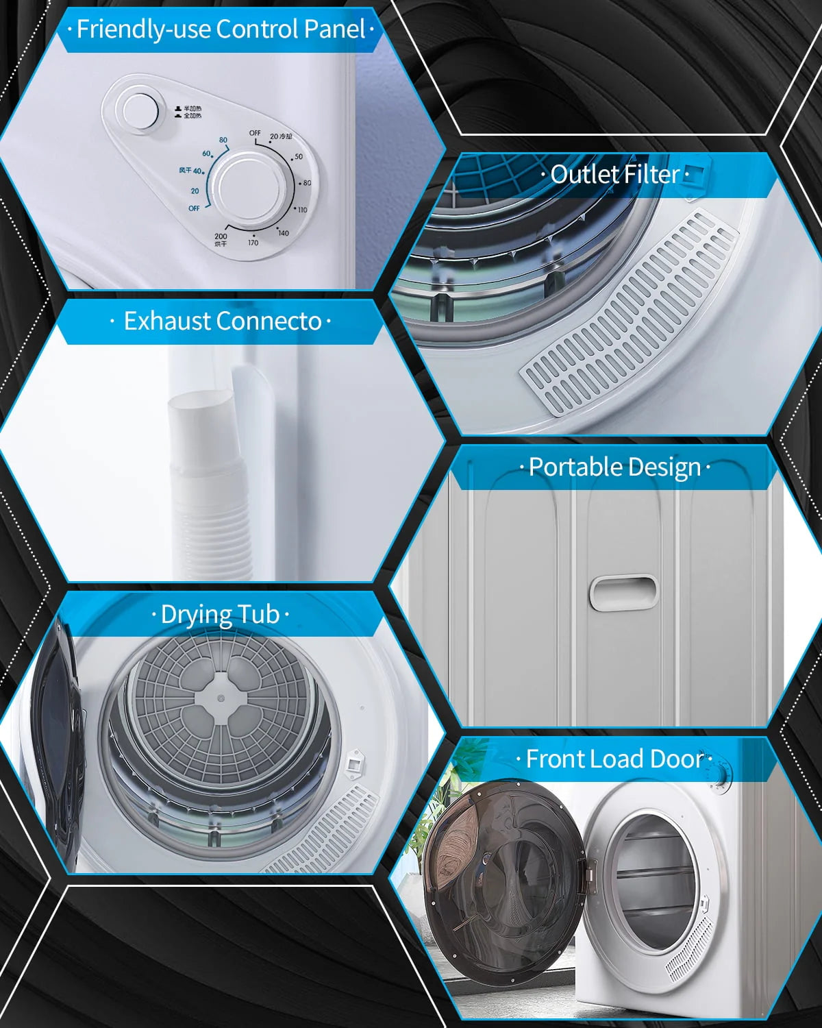 13 lbs Front Load Portable Electric Dryer with Stainless Steel Tub G142437