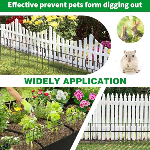 20Ft x 13Inch Animal Barrier, 14 Pack Decorative Garden Fence Panels, Rustproof Metal, No Dig Fence with Ground Stakes J9942