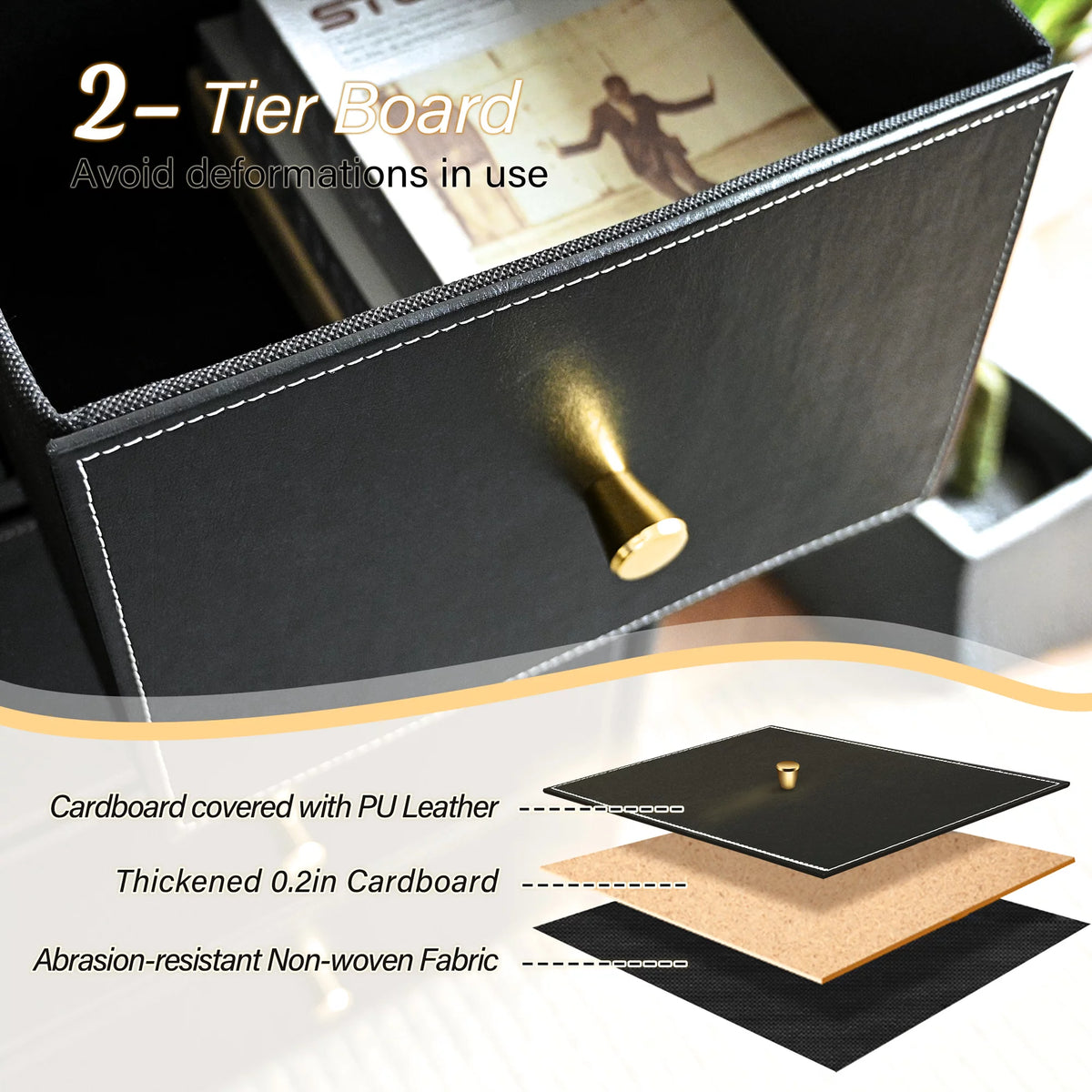 Black 3 Drawer Fabric Dresser A658