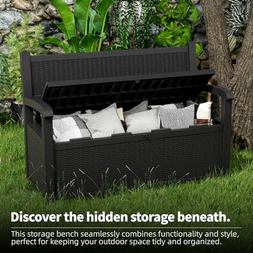 75 Gallon Black Storage Bench Deck Box I3421