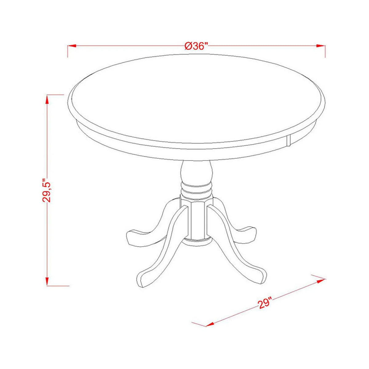 36 Inch Pedestal Round Dining Table F885425