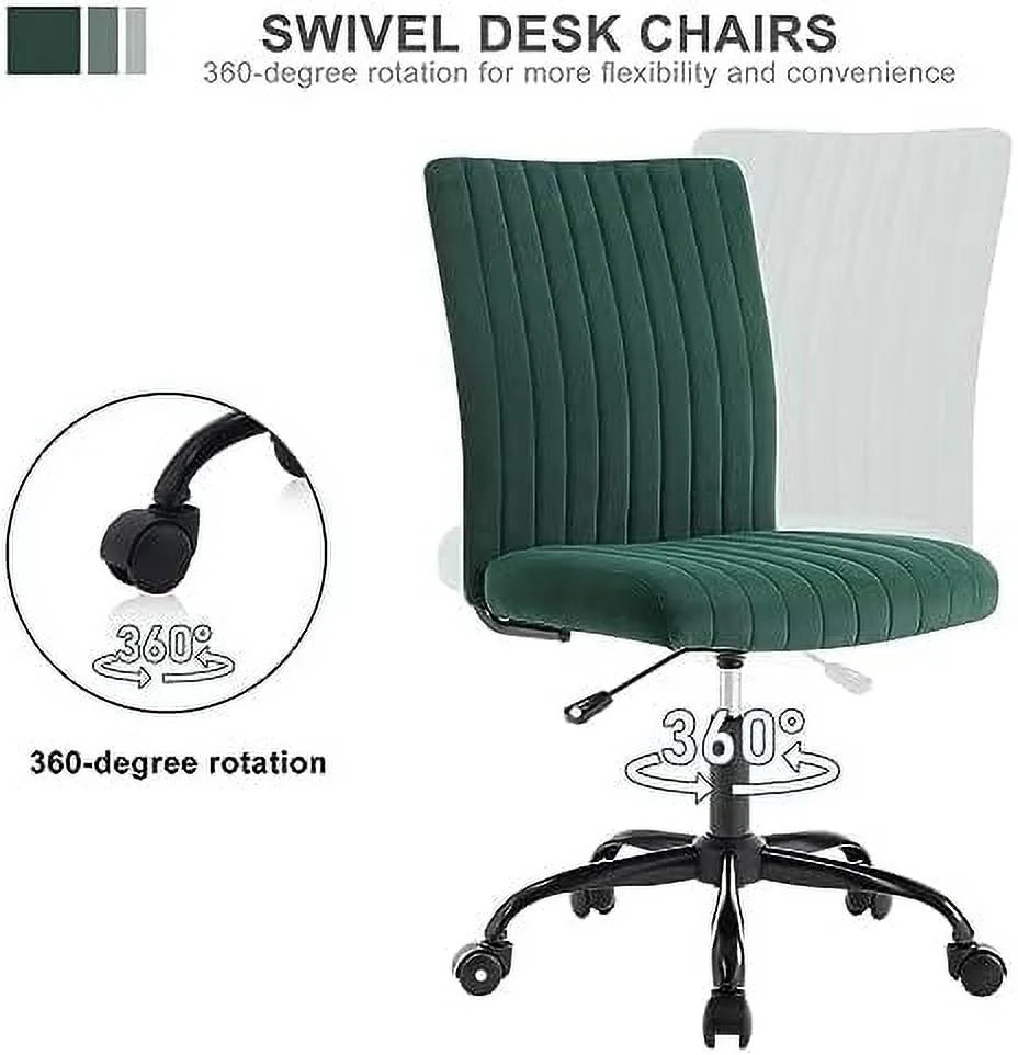Velvet Armless Office Chair with Rolling Wheels U11705