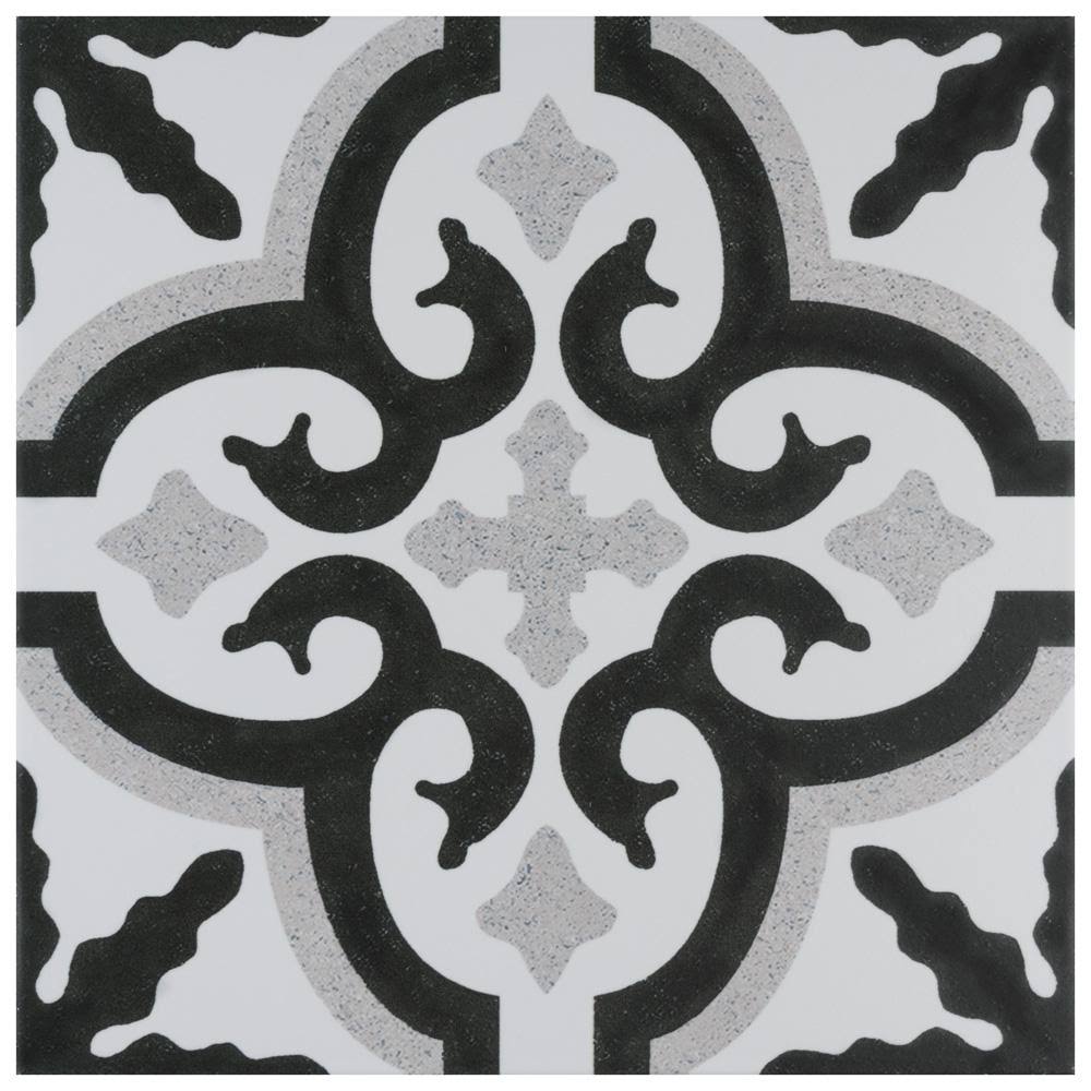 Black White Grey Porcelain Floor and Wall Tile L464