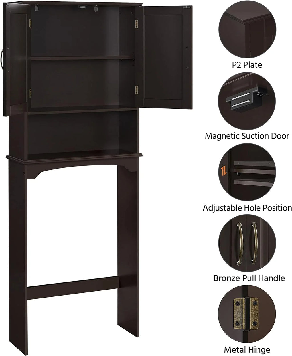 Over The Toilet Storage Cabinet Bathroom Organizer with Adjustable Shelf K797