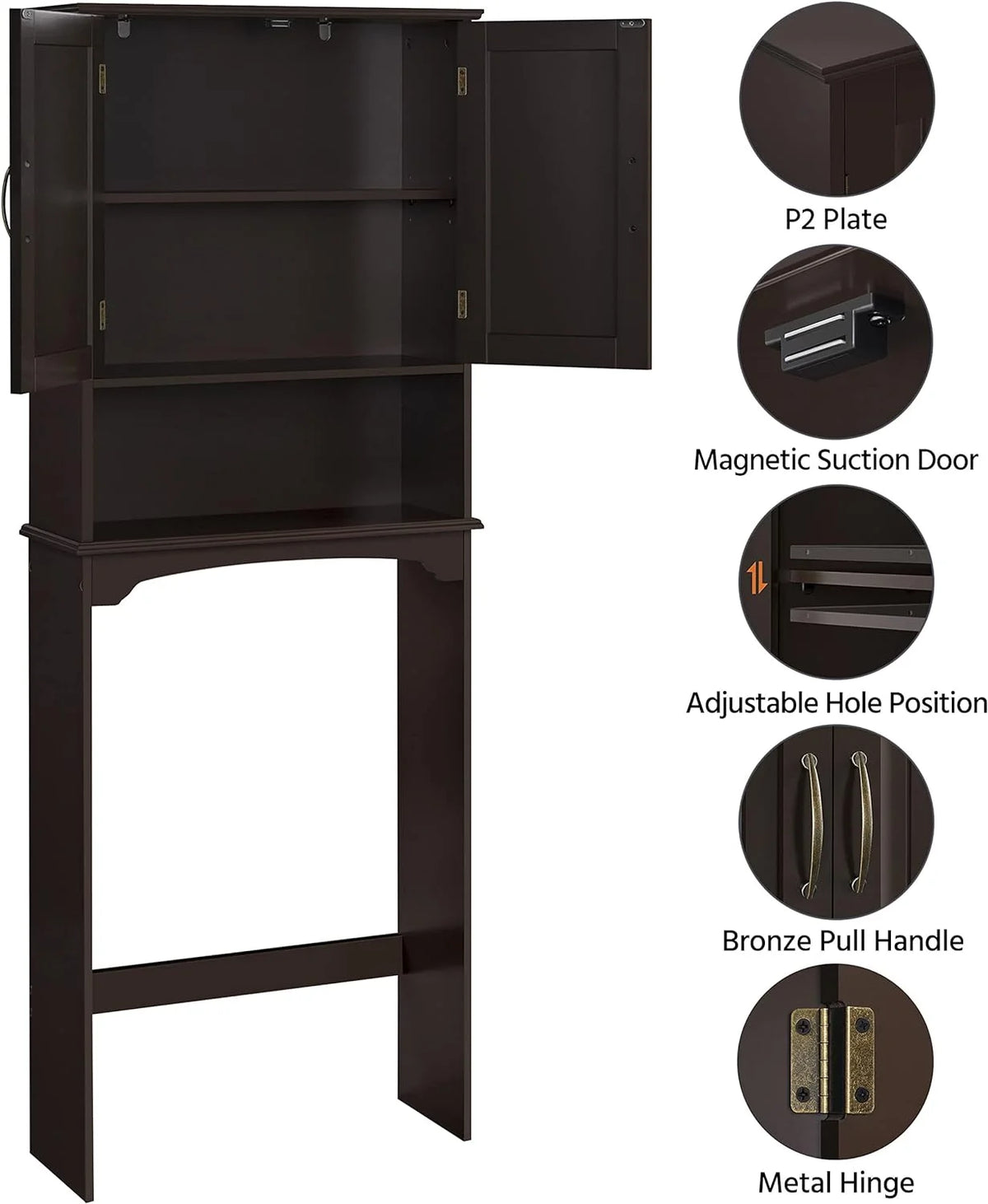 Over The Toilet Storage Cabinet Bathroom Organizer with Adjustable Shelf K797