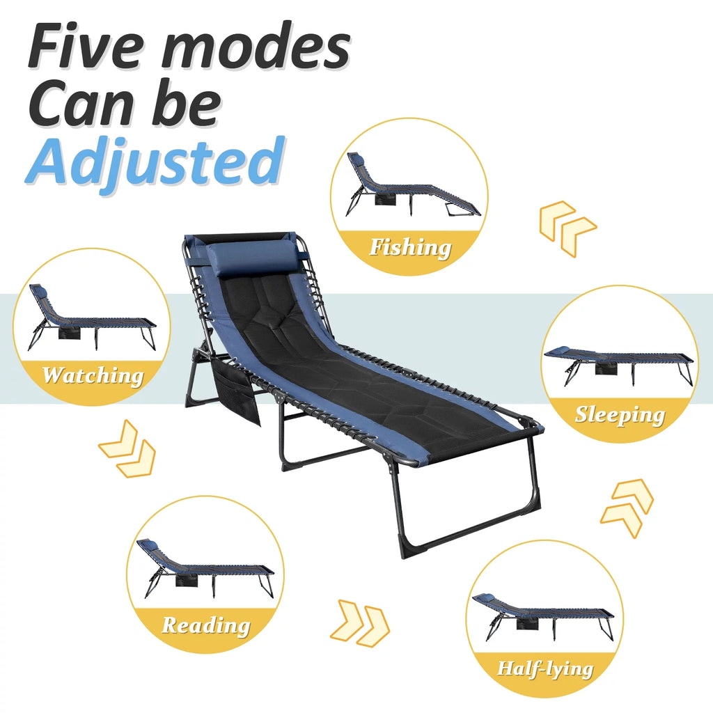 Blue Adjustable Folding Metal Lounge Chairs Y8119