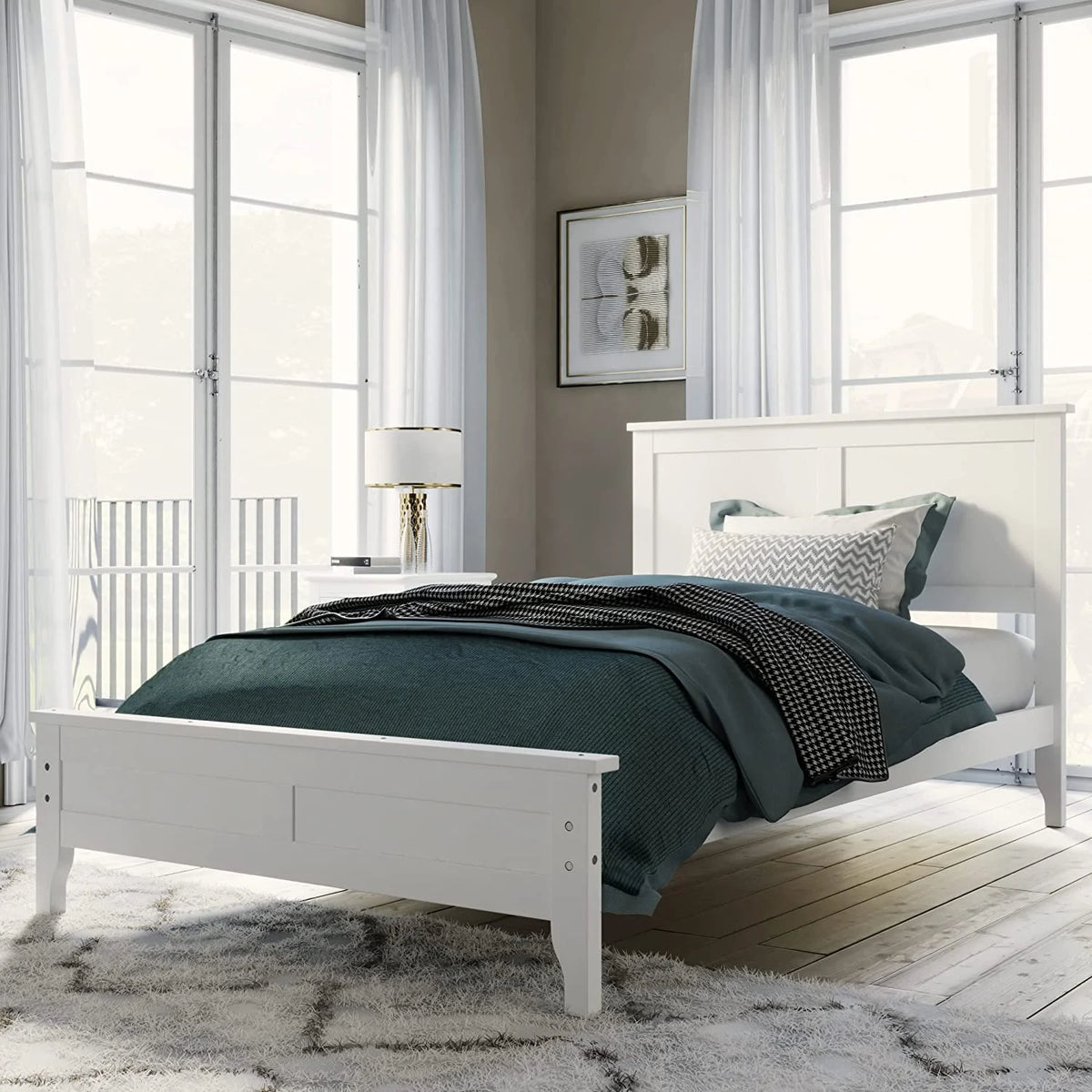 White 3 Piece Wood Bedroom Set with Full Size Bed Y942105