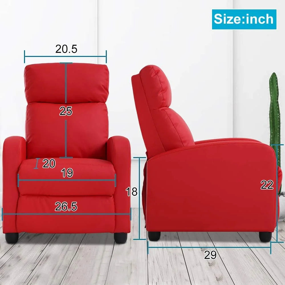Red PU Leather Recliner Chair with Footrest C642