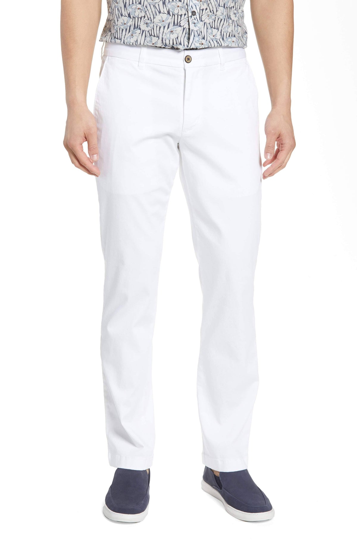 White Flat Front Chino Pant T169585