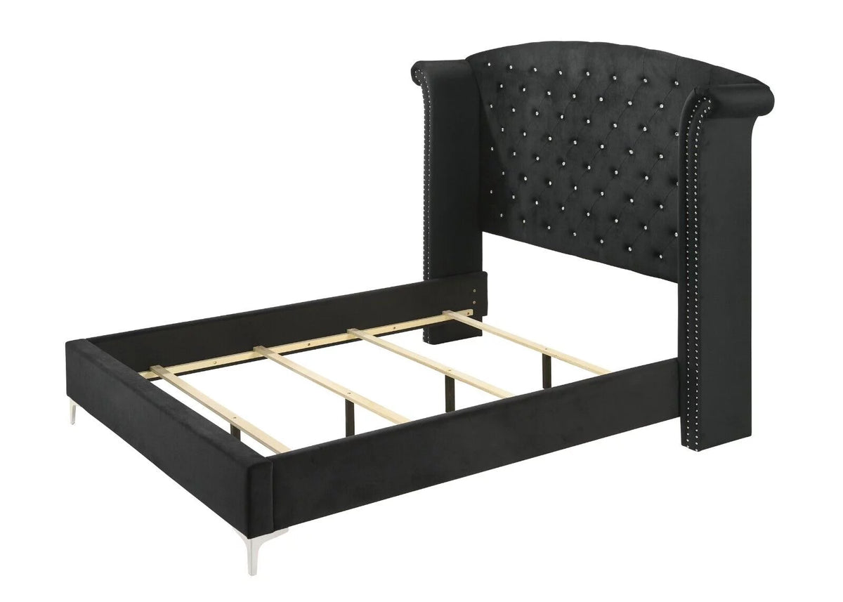 Black Velvet 6pc King Size Bedroom Set F986243