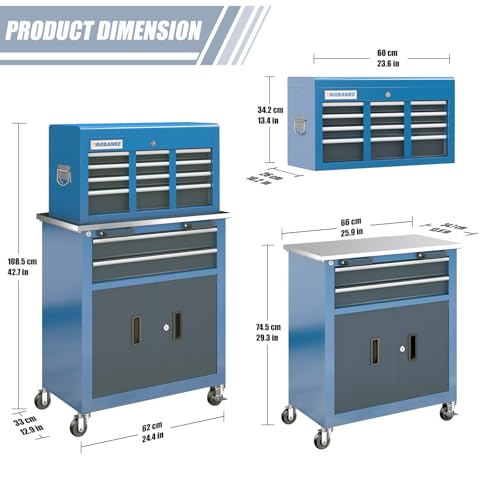 8 Drawer Rolling Tool Chest with Wheels N907