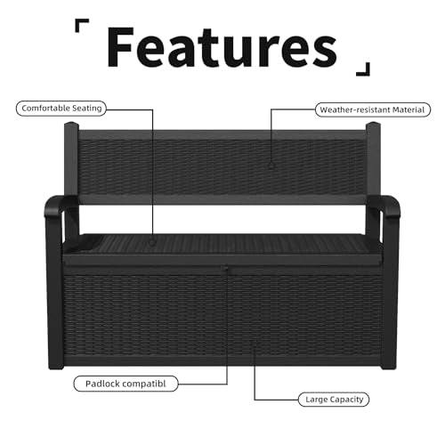 75 Gallon Black Storage Bench Deck Box I3421
