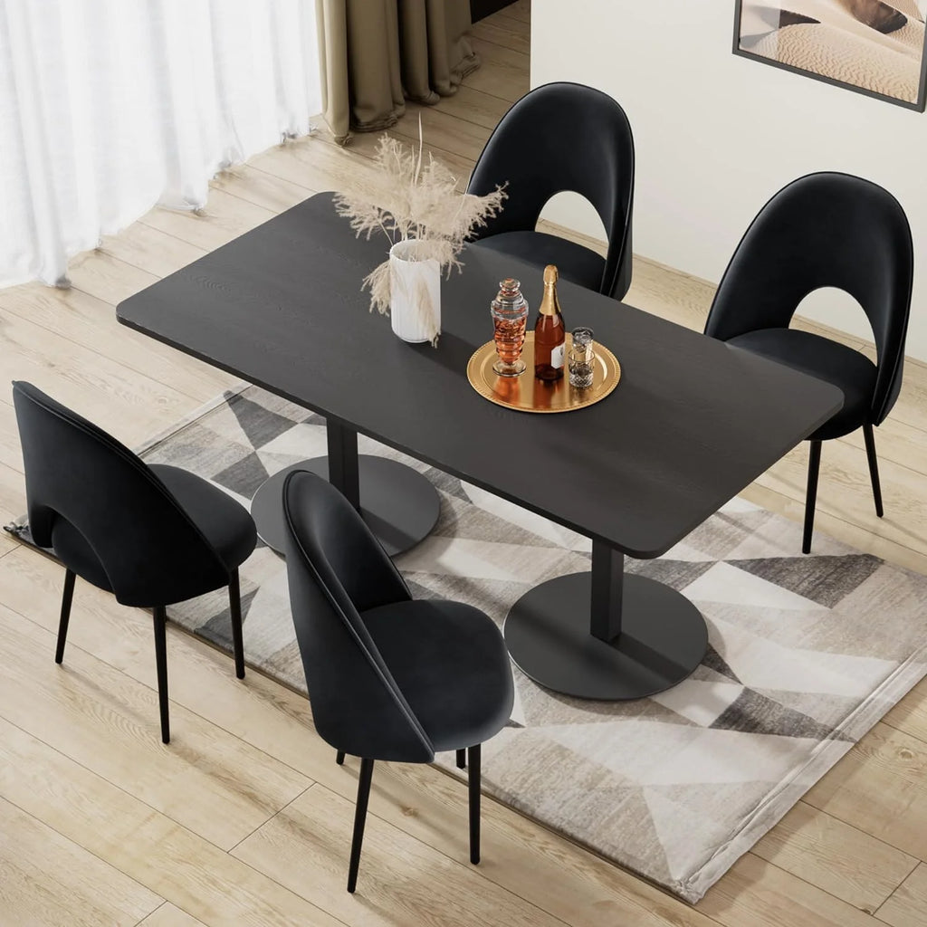Black Velvet Upholstered Dining Chairs Set of 4 T43393